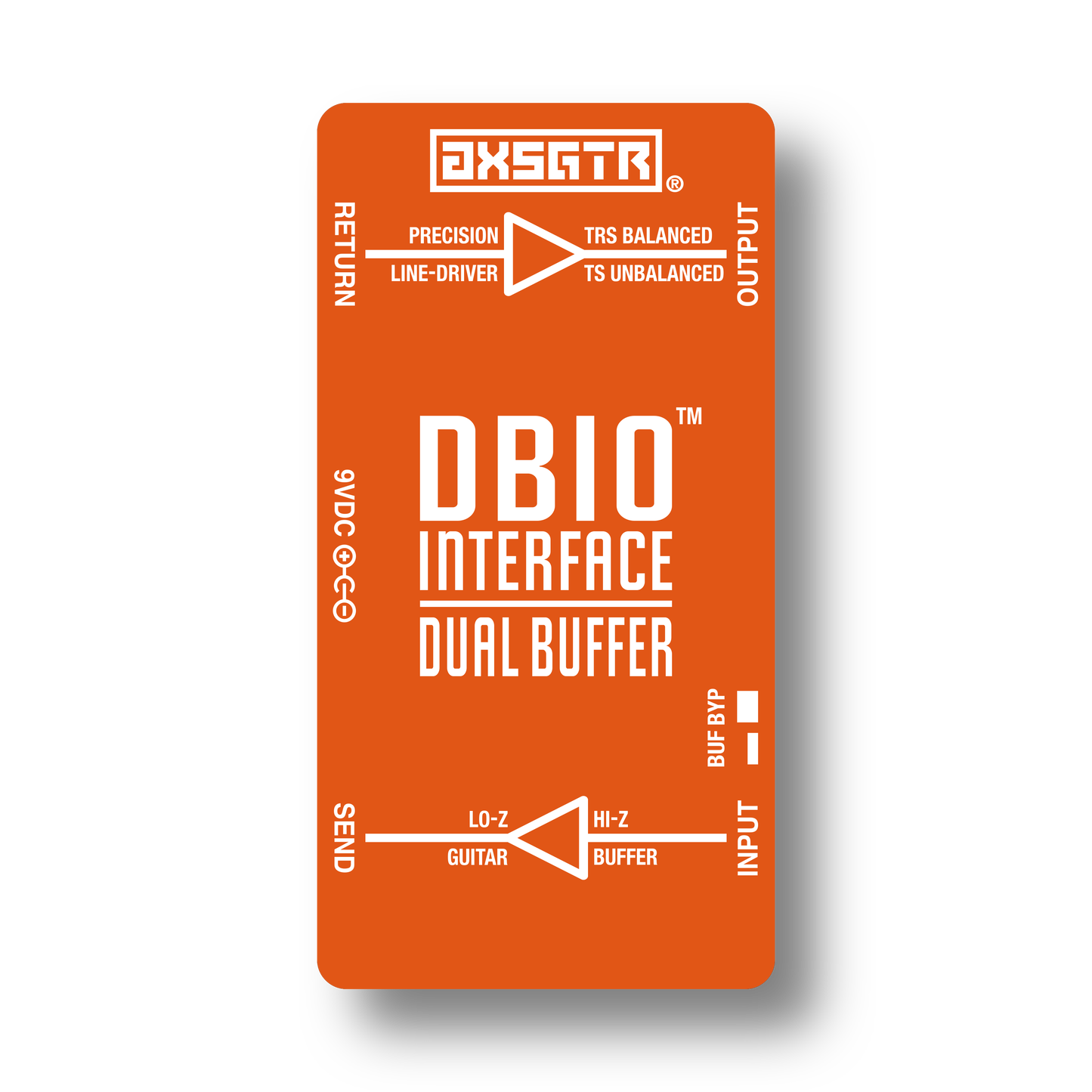 axess electronics axsgtr DBIO dual buffer pedalboard interface patchbox guitar input buffer output buffer line driver orange