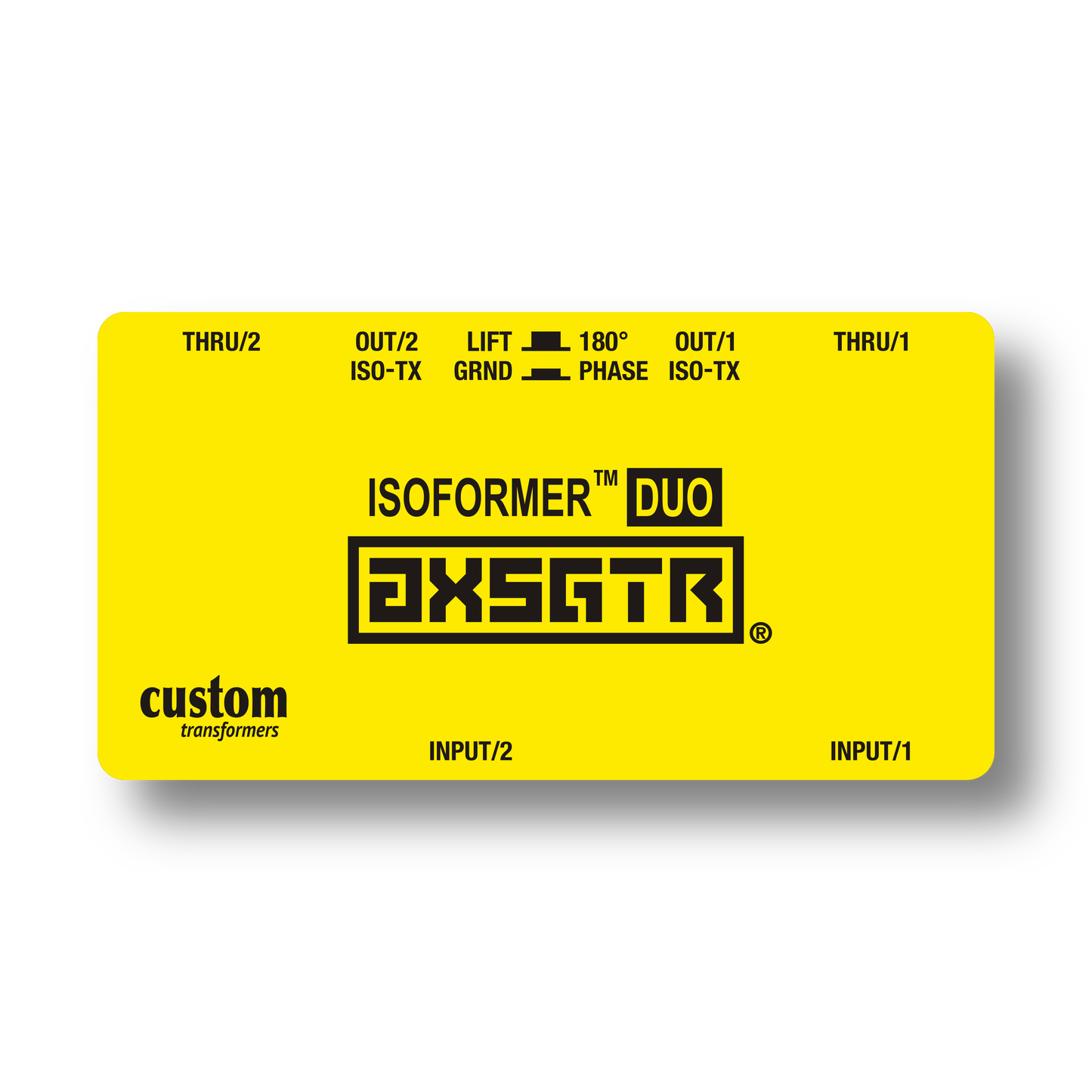 axess electronics axsgtr CT4D isoformer DUO guitar amp splitter ground loop hum noise eliminator balanced long line send receive amplifier simulator pedal stereo isolator yellow