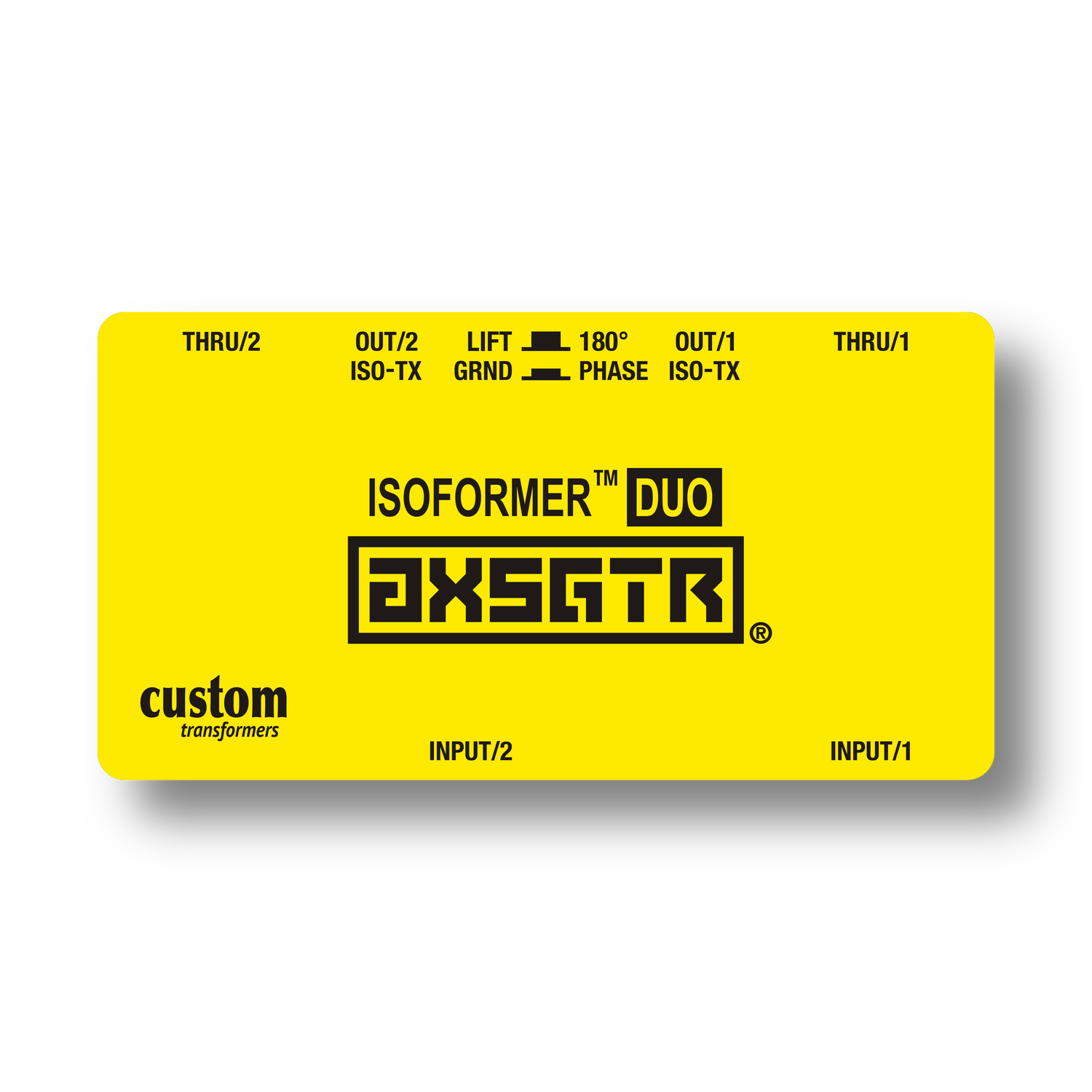 axess electronics axsgtr CT4D isoformer DUO guitar amp splitter ground loop hum noise eliminator balanced long line send receive amplifier simulator pedal stereo isolator yellow