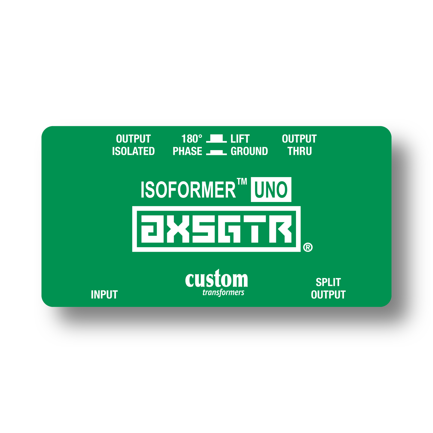 axess electronics axsgtr CT4U isoformer UNO guitar amp splitter ground loop hum noise eliminator balanced long line send receive amplifier simulator pedal mono isolator green