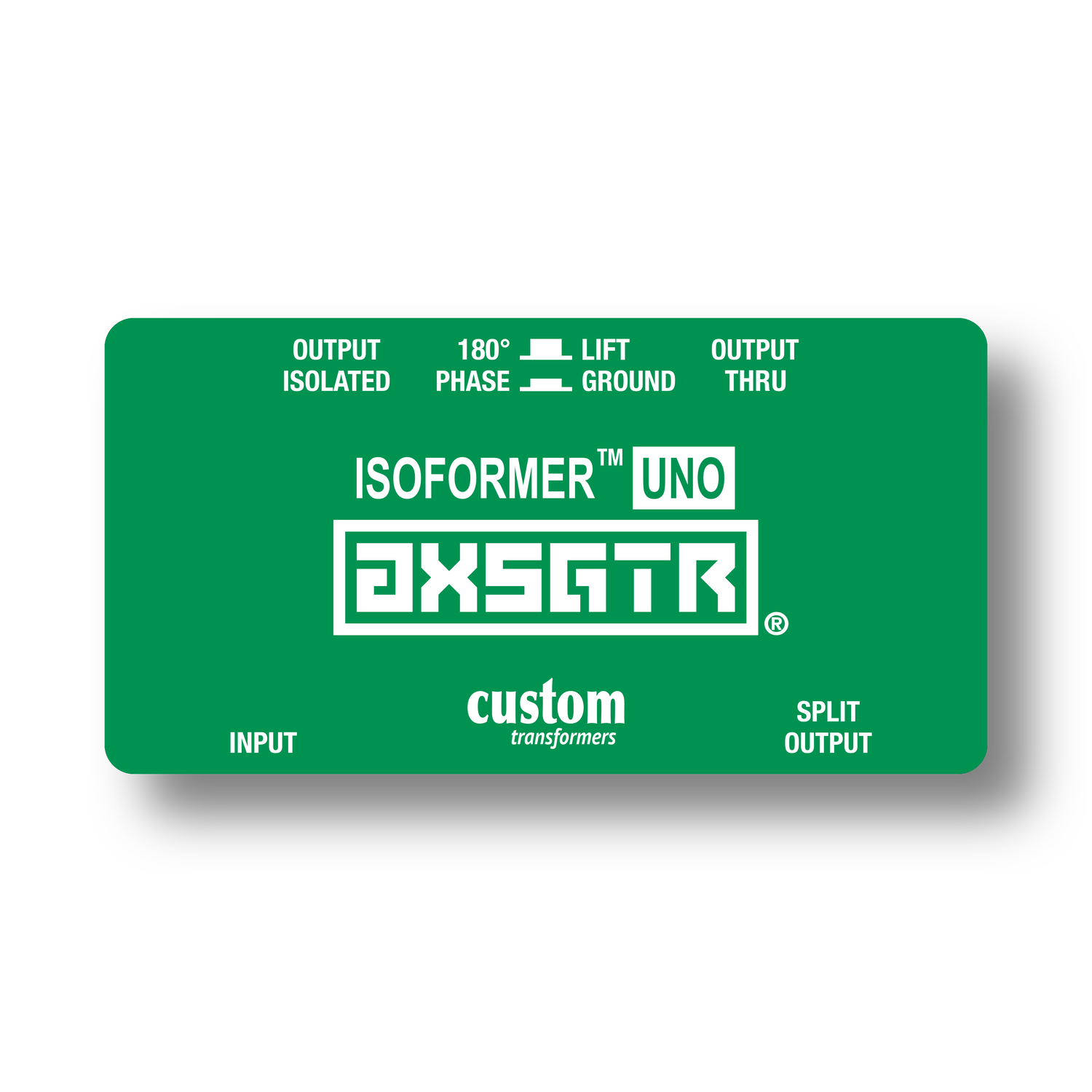 axess electronics axsgtr CT4U isoformer UNO guitar amp splitter ground loop hum noise eliminator balanced long line send receive amplifier simulator pedal mono isolator green