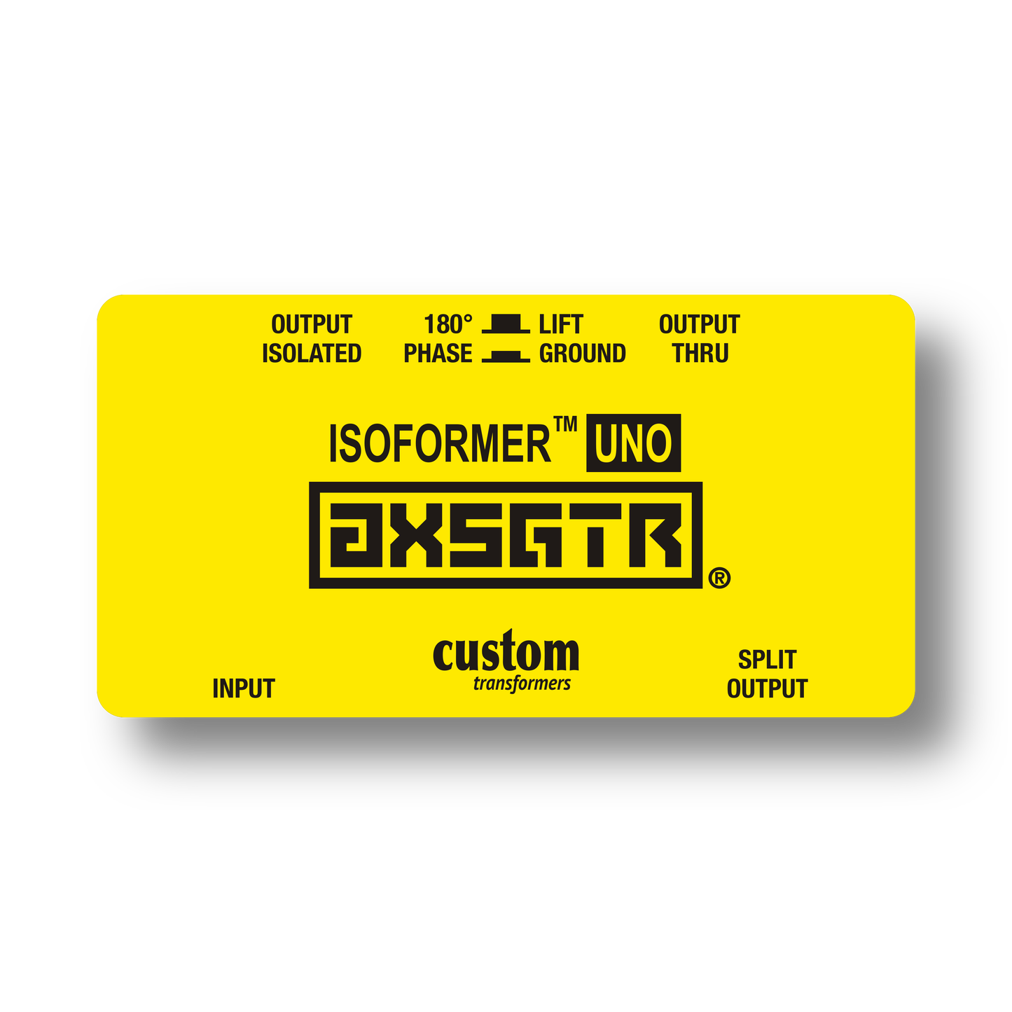 axess electronics axsgtr CT4U isoformer UNO guitar amp splitter ground loop hum noise eliminator balanced long line send receive amplifier simulator pedal mono isolator yellow