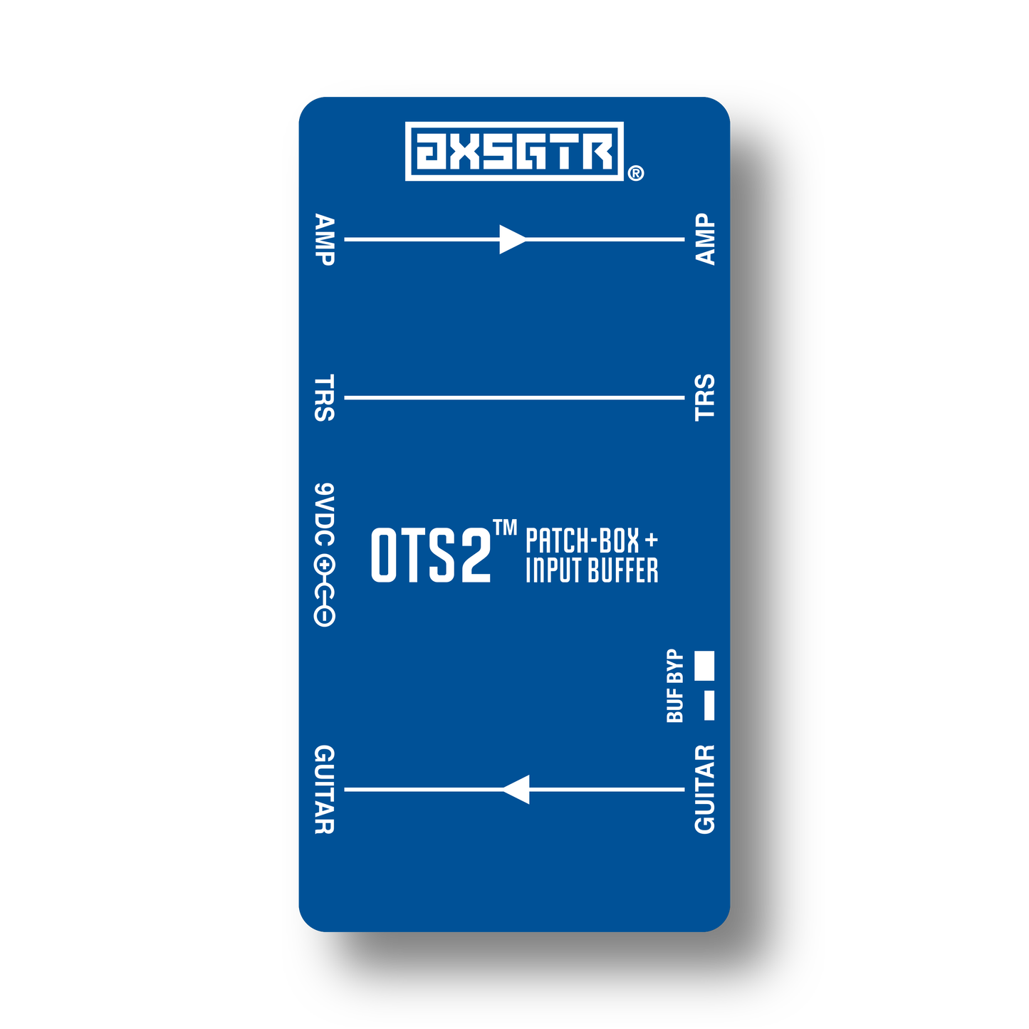 axess electronics axsgtr OTS2 pedalboard patchbox guitar input buffer blue