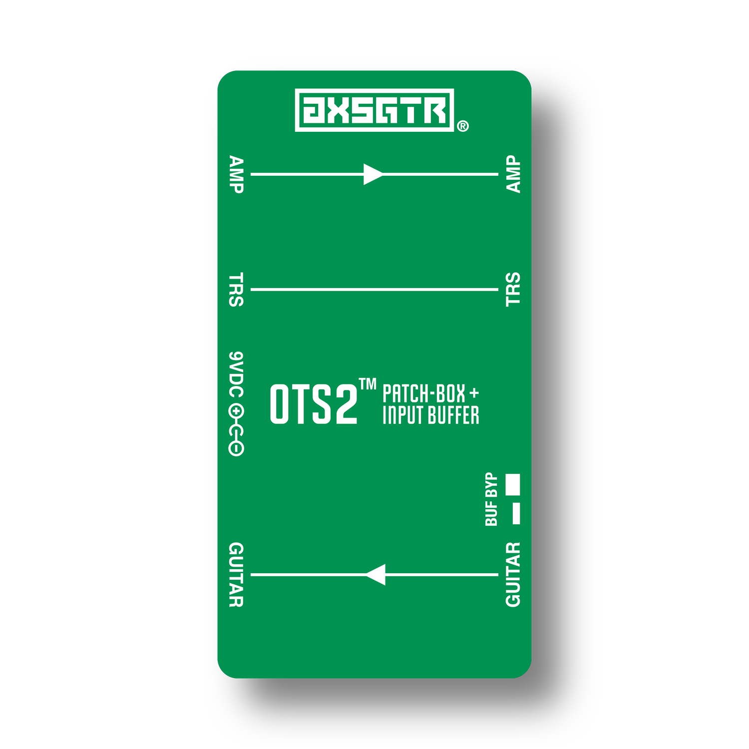 axess electronics axsgtr OTS2 pedalboard patchbox guitar input buffer green