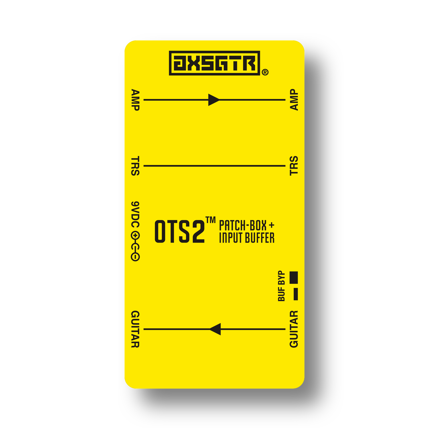 axess electronics axsgtr OTS2 pedalboard patchbox guitar input buffer yellow