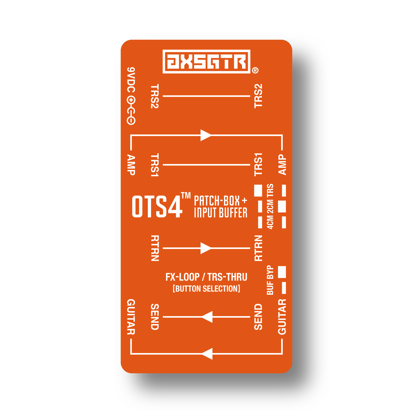 axess electronics axsgtr OTS4 pedalboard patchbox guitar input buffer orange