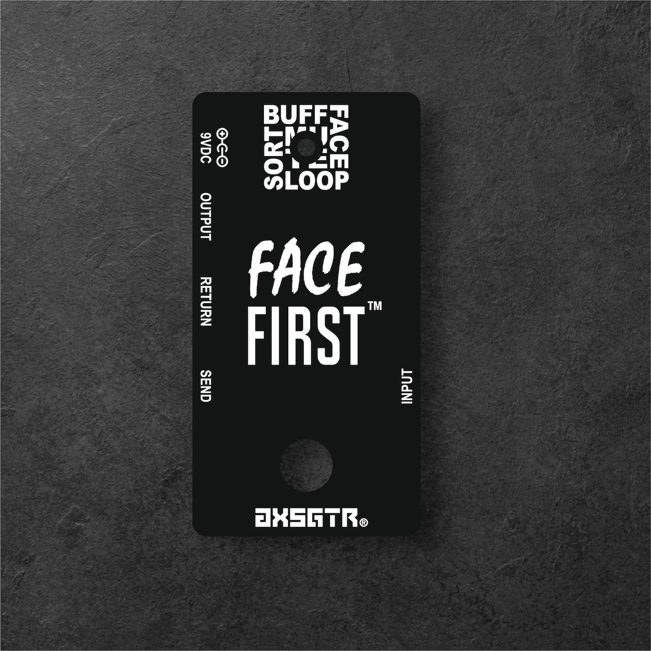 Face First™ re-ordering buffered loop switcher for guitar, germanium GE fuzz pedal un-buffer, tuner mute, and more.