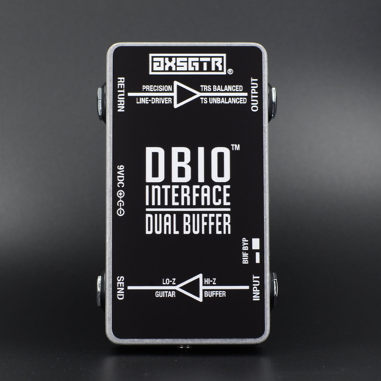 axess electronics axsgtr DBIO dual buffer pedalboard interface patchbox guitar input buffer output buffer line driver