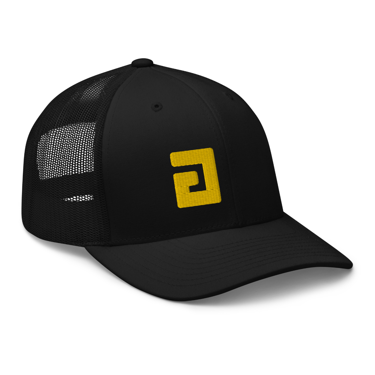 axsgtr axess electronics guitar music industry branded merchandise swag trucker cap hat black yellow