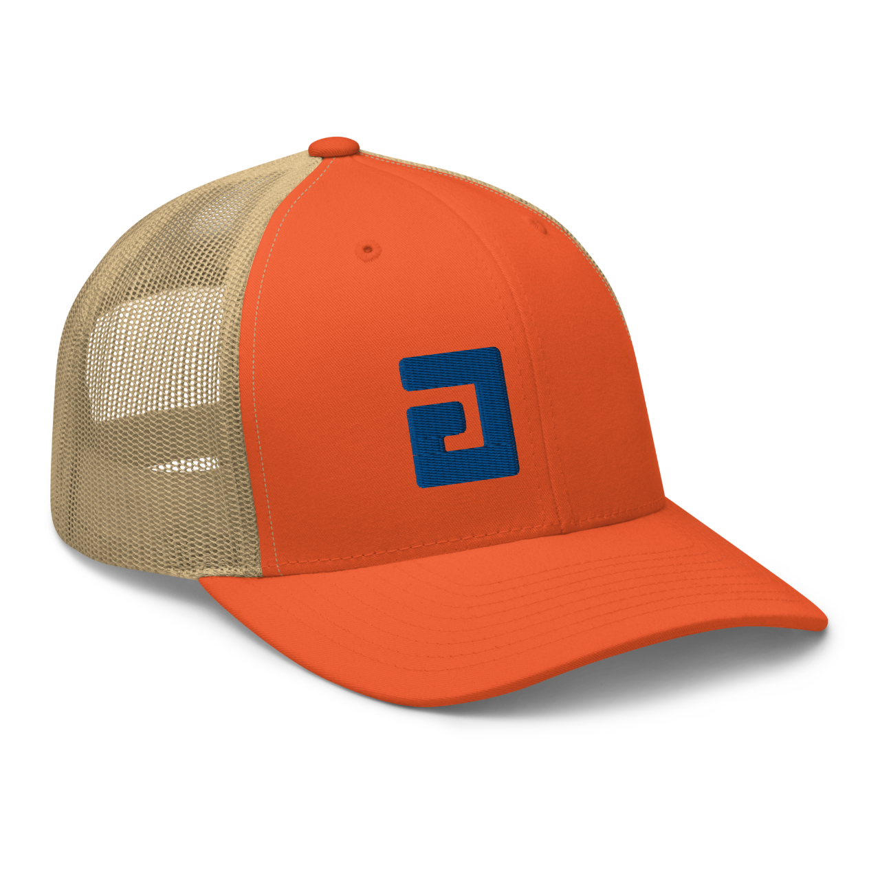 axsgtr axess electronics guitar music industry branded merchandise swag trucker cap hat orange khaki royal