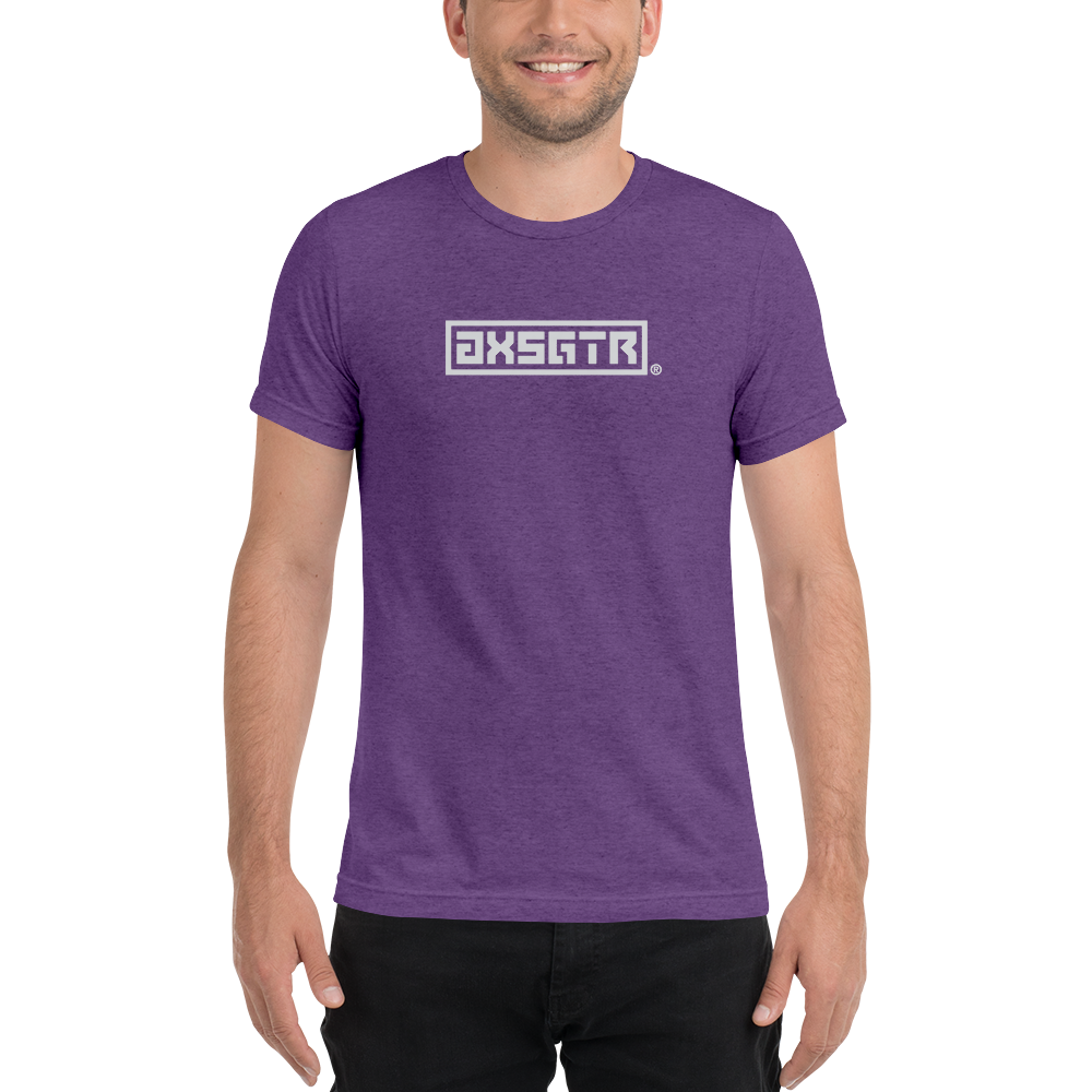 axsgtr axess electronics guitar music industry branded merchandise swag unisex tri blend tee t shirt purple